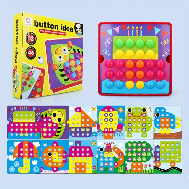 Button Art Toys Crafts For Toddler Activities Game Peg Board Preschool Toys