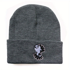 Y2K Cartoon Beanie Ghost Mermaid Embroidered Knitted Hat Unisex