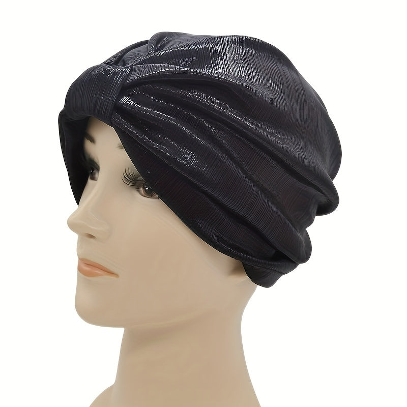 Glitter Solid Turban Cap Bowknot Head Wrap Chemo Hats