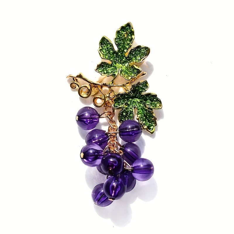 Grape Brooches Rhinestone Purple Fruits Office Pins