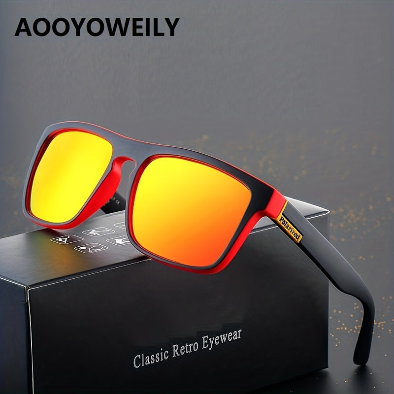 Vintage Square Frame Polarized Sunglasses for Men & Women