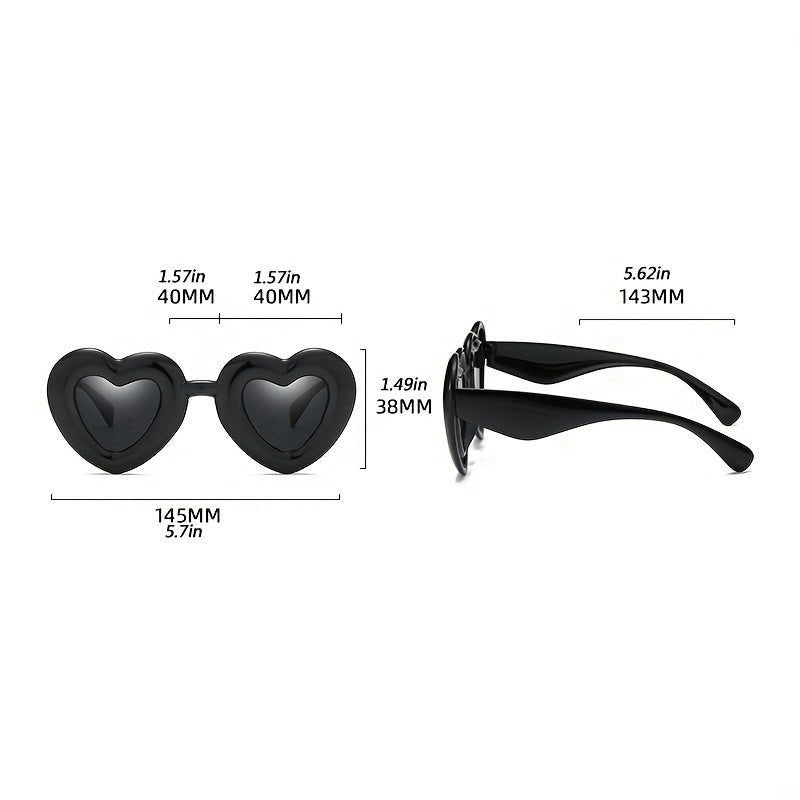 Y2K Inflated Heart Sunglasses for Women Men Funny Party Sun Shades