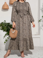  Ditsy Floral Print Lantern Sleeve Maxi Dress