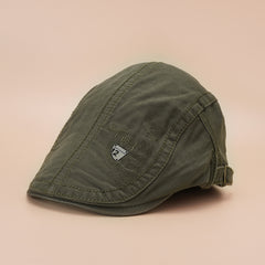 Solid Embroidery Beret Cap Lightweight Unisex Newsboy Hat