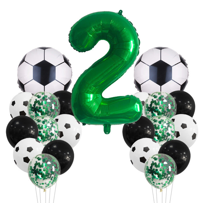 22pcs Football Balloon Set Green 81 28 Cm Number Balloon Sequin Balloon Set