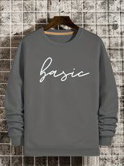 Letter Print Sweatshirt Men's Casual Graphic Pullover for Autumn Winter