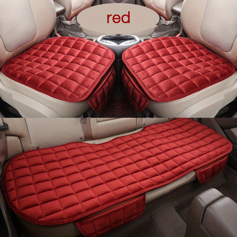 Plush Plaid Car Seat Cushions Set 133x49CM - Car SUV Truck Protection