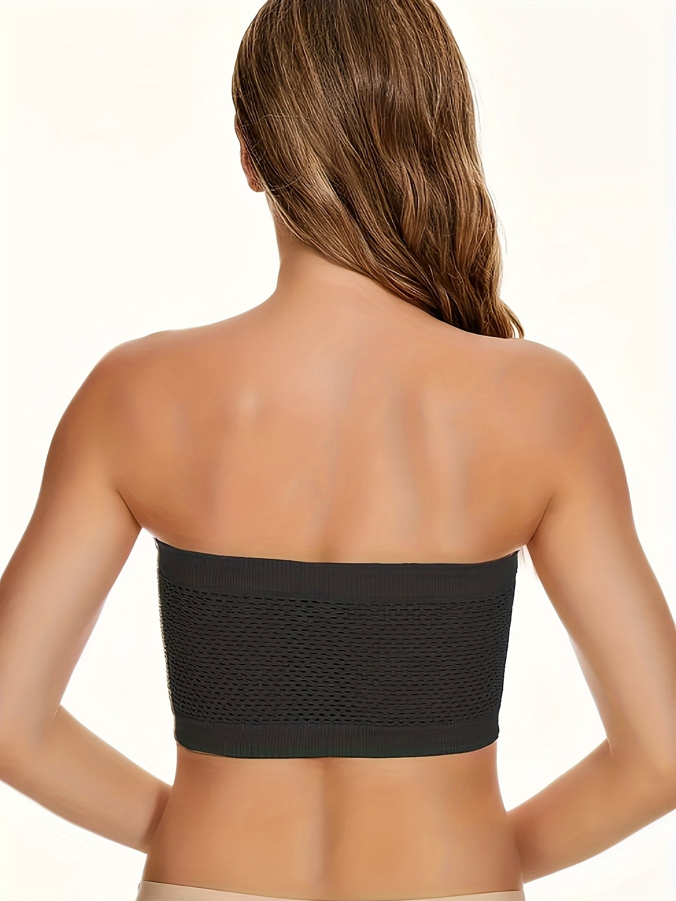 2pcs Wireless Wrap Bras Small Pleats Mesh Back Strapless Lingerie & Underwear