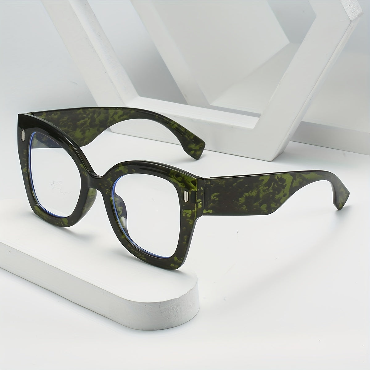 Retro Green Tortoiseshell Cat Eye Clear Glasses Anti Blue Light