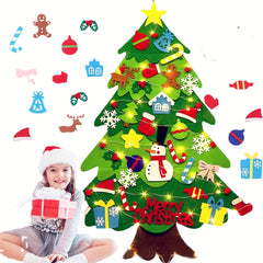 32pcs DIY Felt Christmas Tree Set String Lights Wall Decorations Craft Kit