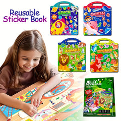 Waterproof Reusable Sticker Book for Kids - Dinosaur Animals Space Vehicles Ocea