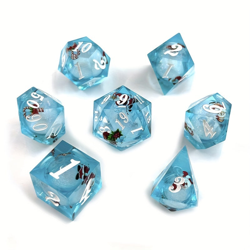 7pcs Resin Santa Running Dice Set For Board Game Polyhedron Dices