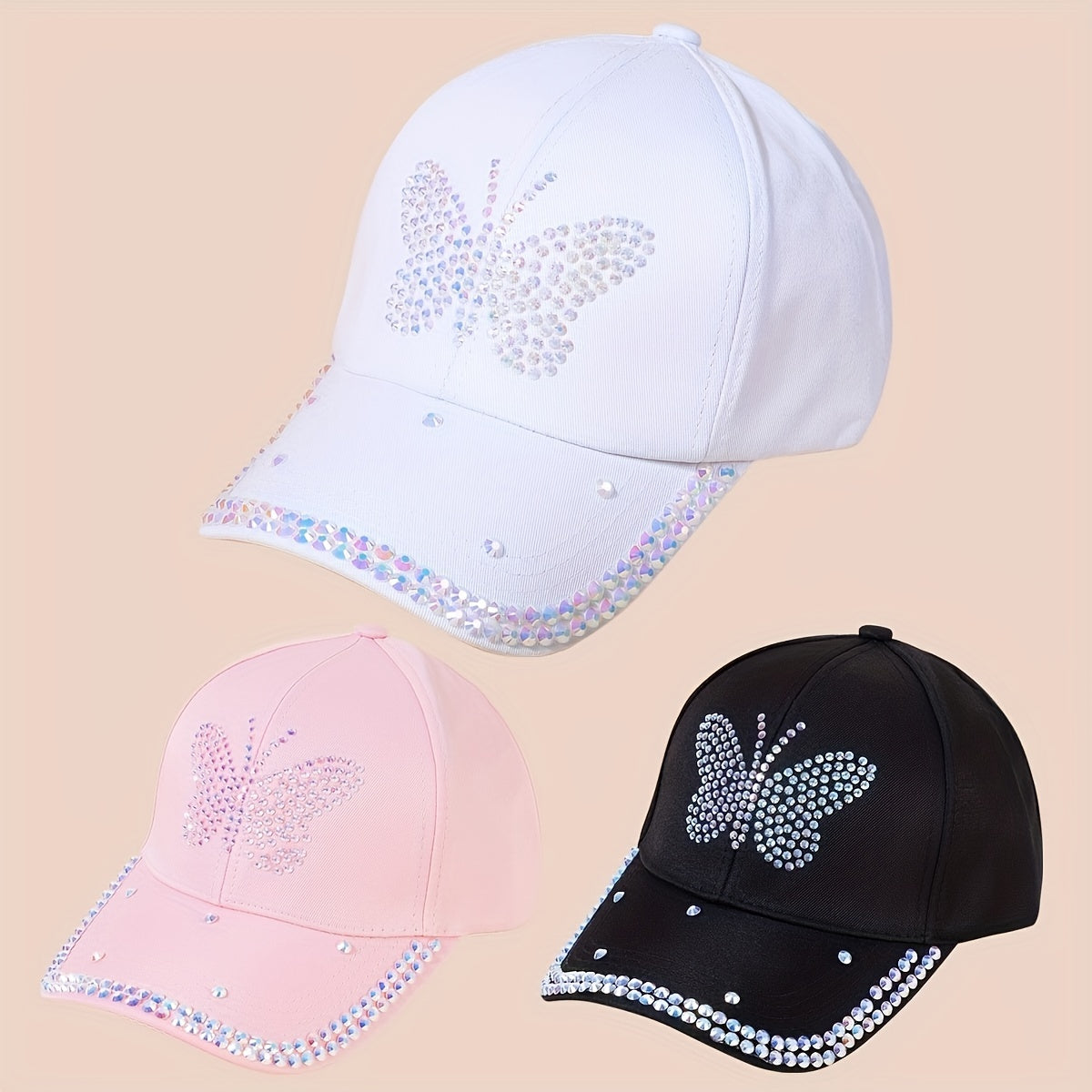 Sparkling Butterfly Baseball Cap Adjustable Sun Hat