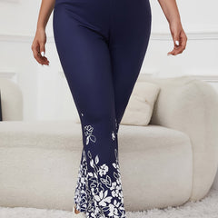  Floral Print Elastic Trousers