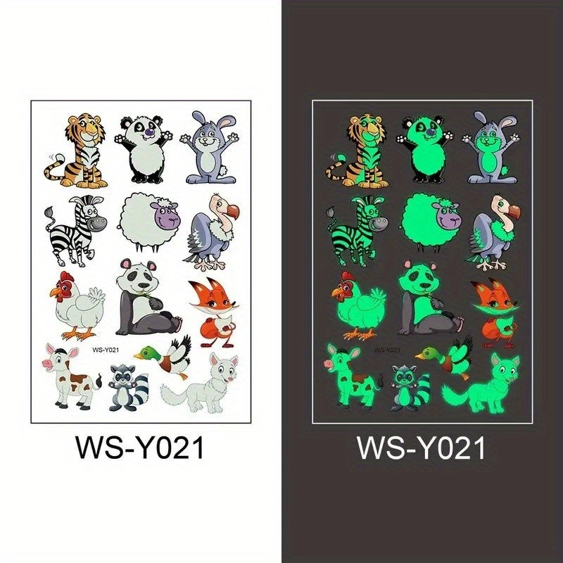 Glow in the Dark Cartoon Tattoos for Kids