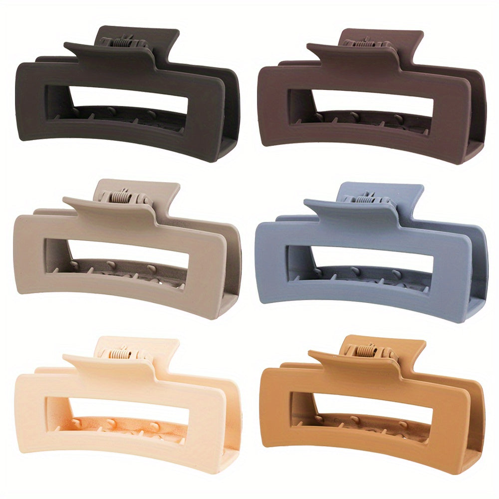 6pcs Matte Hollow Square Claw Clip for Styling Hair