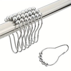12pcs Stainless Steel Shower Curtain Hooks Rings Bathroom Accessories