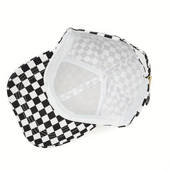 Men's Checkerboard Baseball Cap Soft Top Summer Sun Hat
