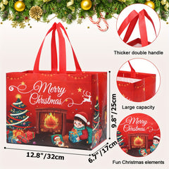 12pcs Christmas Gift Bags Large Xmas Party Favors Tote Bags With Handles