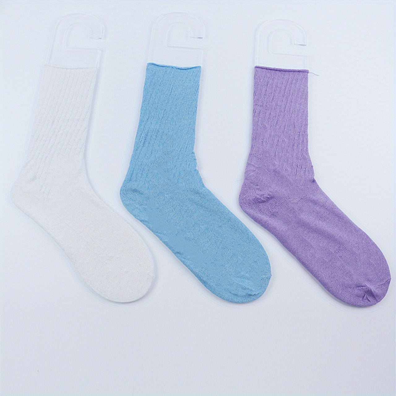 3 Pairs Solid Mid Tube Socks Women's Stockings