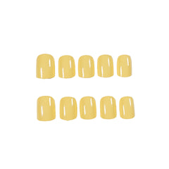 24pcs Yellow Matte Oval Acrylic False Nails Kit for Women
