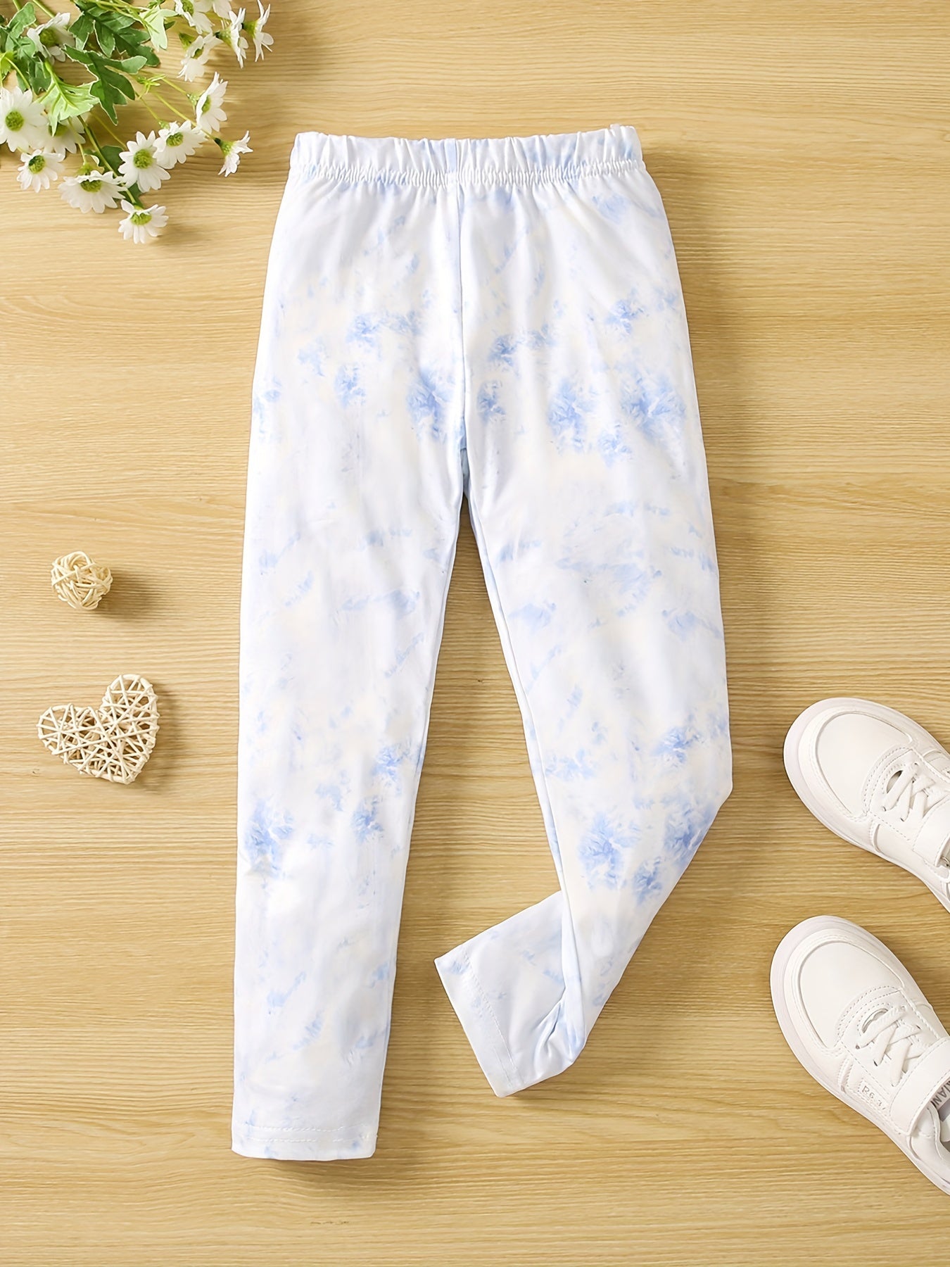 3pcs Girls' Slim Fit Legging Pants Plain Floral Tie Dye Print