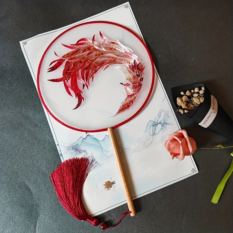 Embroidery Round Fan Retro Handheld Fan Chinese Style Prints Fan