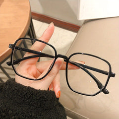 Large Polygon Eyeglass Frame Light Blocking Glasses Clear Lens