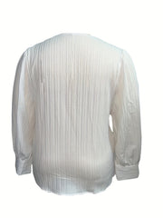  Casual Blouse Women's Plus Solid Ribbed V Neck Blouse
