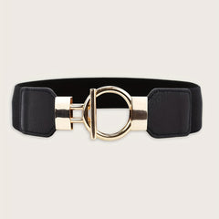 Round Geometric Knot Buckle Belt PU Elastic Waist Belts Casual Pants Jeans Belt