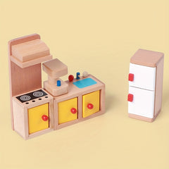 Wooden Bedroom Toys Pretend Play Home Set for Children