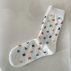 Number Print Socks Comfy Mid Tube Stockings