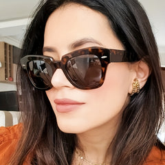 Square Tortoiseshell Frame Sunglasses Polarized UV400