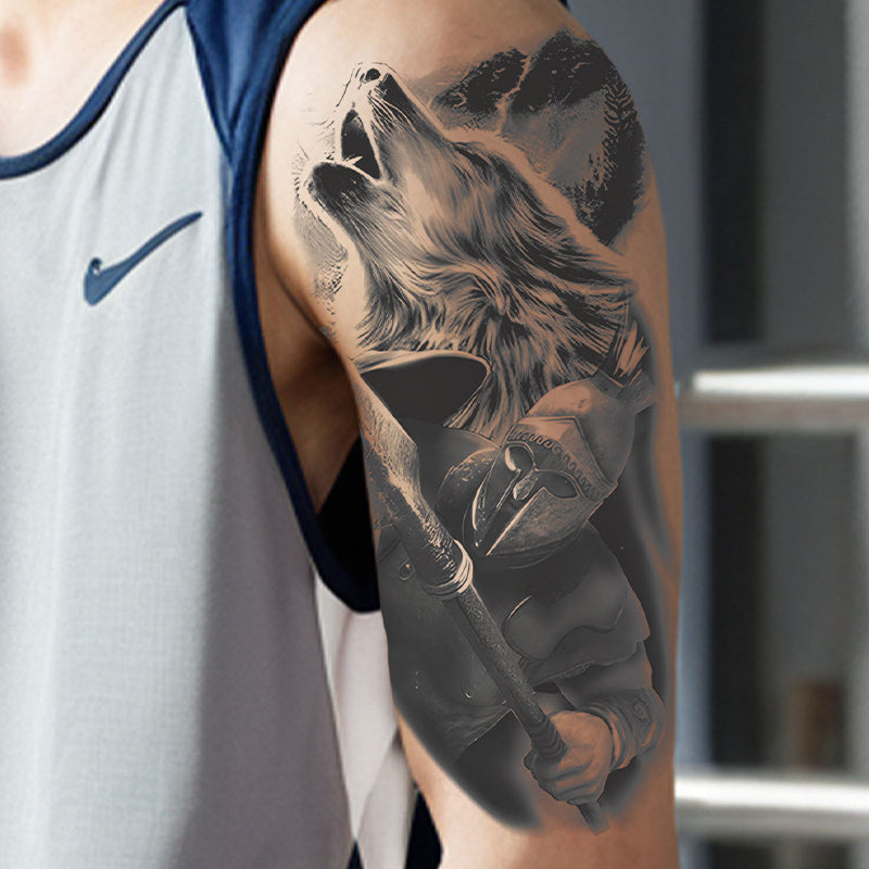 Realistic Howling Wolf Waterproof Tattoo Sticker
