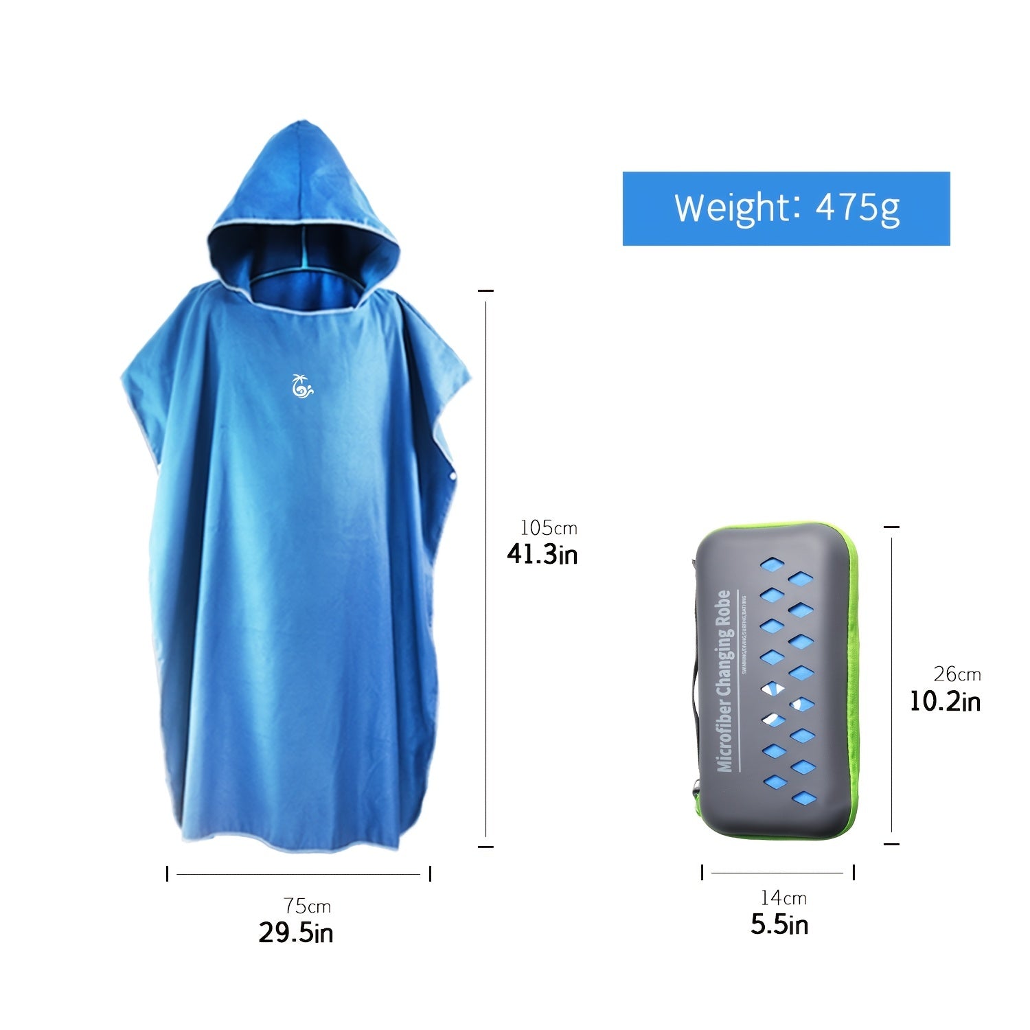 Mutao Portable Changing Robe Towel with Hooded Poncho for Surfing Swimming