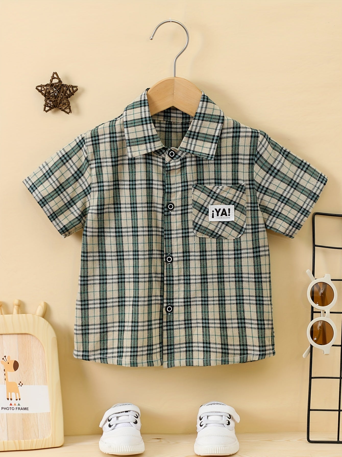 Baby Boys Casual Plaid Short Sleeve Button up Shirt
