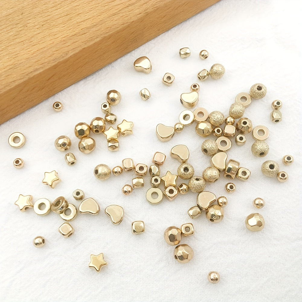 Gold Spacer Beads for DIY Jewelry Making - 100-400pcs Heart Star Round Square