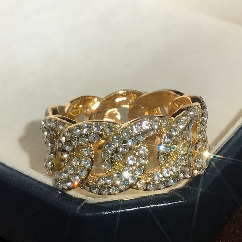 Zircon Inlaid Chain Ring For Men