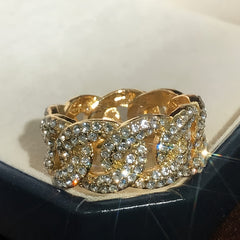 Zircon Inlaid Chain Ring For Men