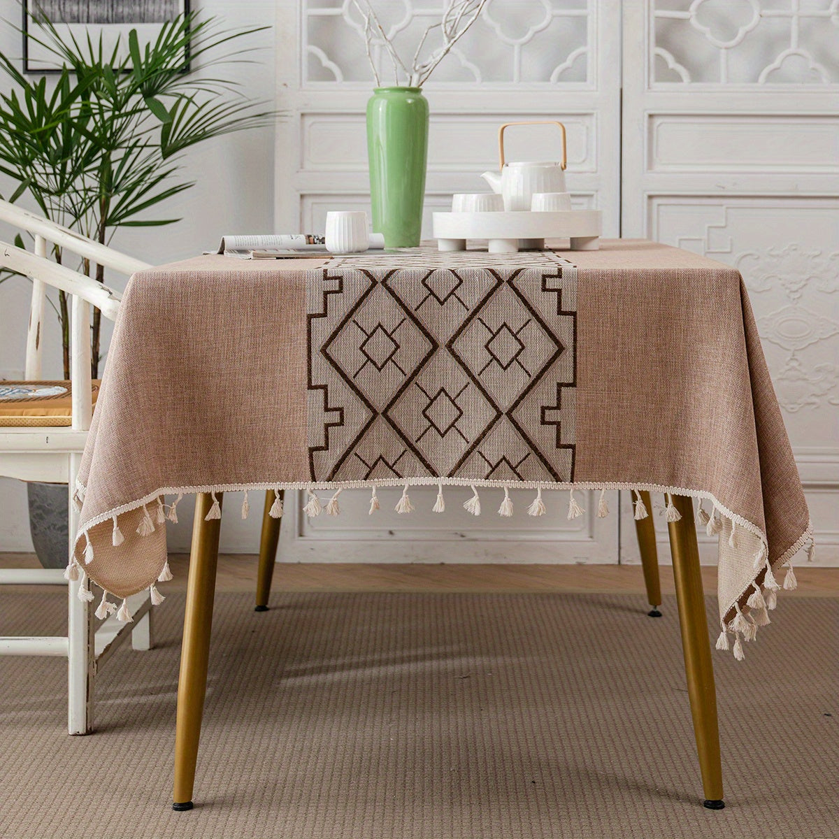 Chinese Style Waterproof Tablecloth for Picnics and Home Decor