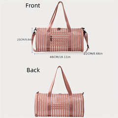 Large Pink Stripe Transparent Wash Bag PVC Handbag Waterproof Travel Storage