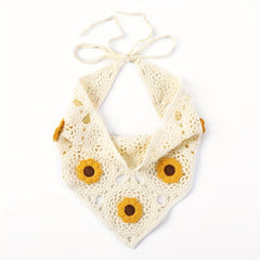 Sunflower Woolen Hair Scarf Triangle Flower Knitted Headband