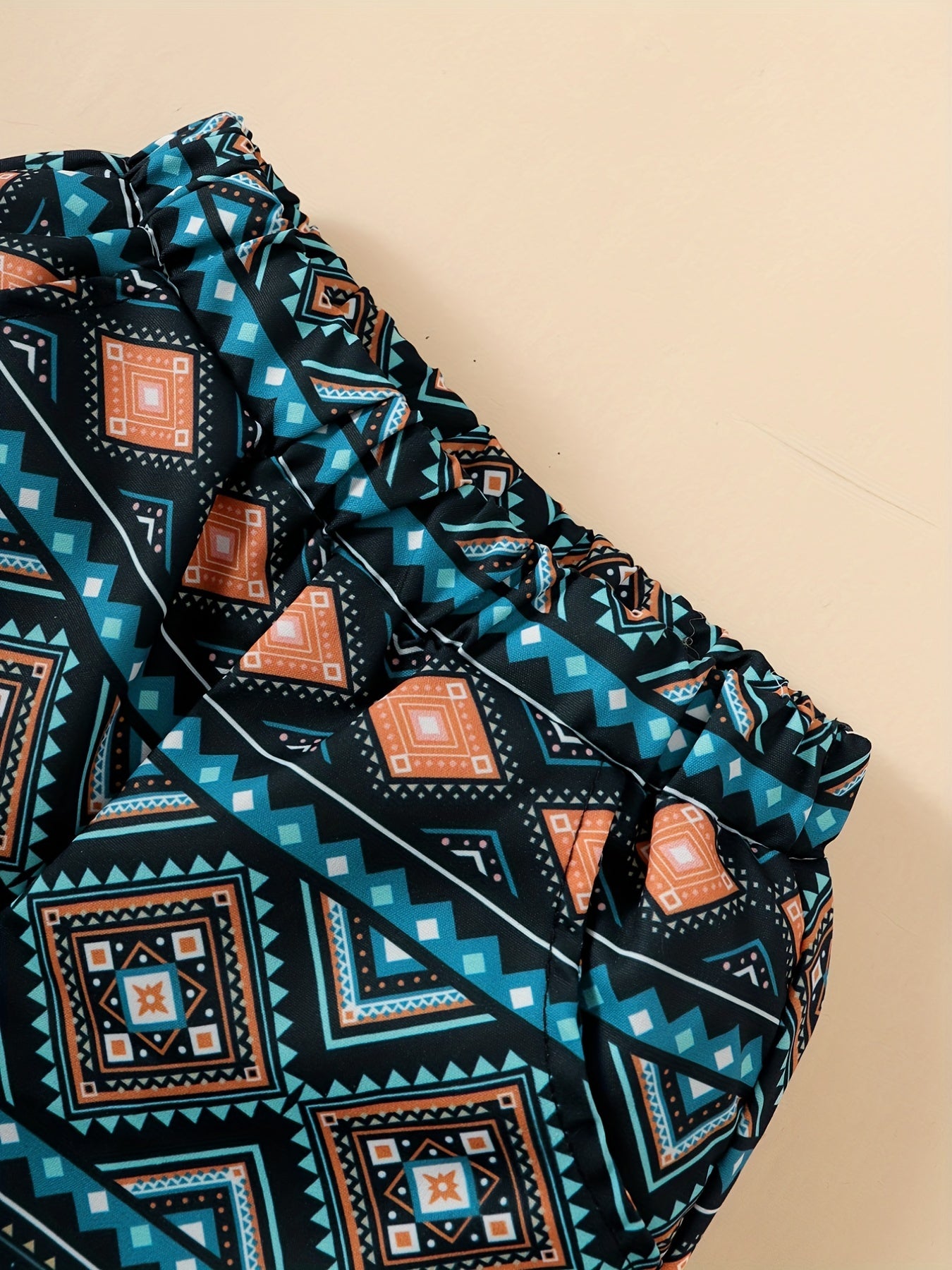 2pcs Boys Casual Set Toddlers Short Sleeve T shirt & Ethnic Geometrical Graphic