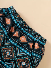 2pcs Boys Casual Set Toddlers Short Sleeve T shirt & Ethnic Geometrical Graphic