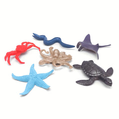 10pcs Soft Rubber Ocean Animal Models: Crab, Stingray, Starfish, Whale, Shark