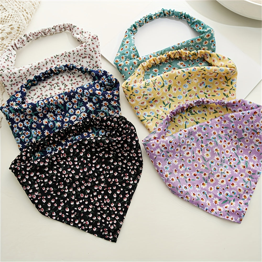 Floral Fabric Bandana Stretchy Triangle Towel Head Scarf Hair Accessory