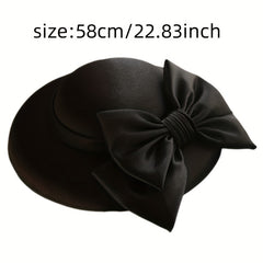 French Style Church Fascinator Hat Solid Bow Decor Derby Hat