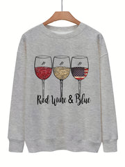 Graphic Print Pullover Sweatshirt Women's Casual Crew Neck Fall & Winter
