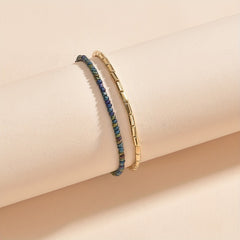 Ocean Beach Beaded Anklet Set with Mini Rice Beads