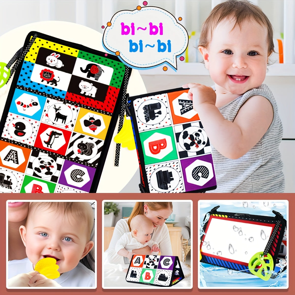 Interactive Double Sided Mirror Cloth Book for Babies